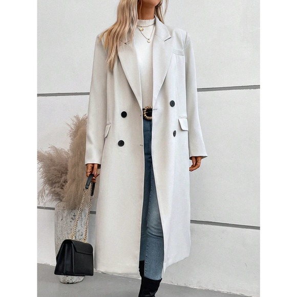 Getadme  Autumn/Winter New Product Women's New Fashion and Casual Versatile Polo Collar Double breasted Long Coat Coat Coat